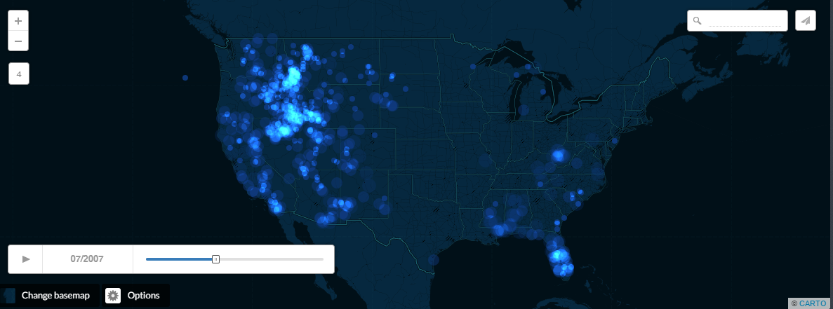 Time Lapse of Wildfire Activity in the U.S. – 2002 through 2016