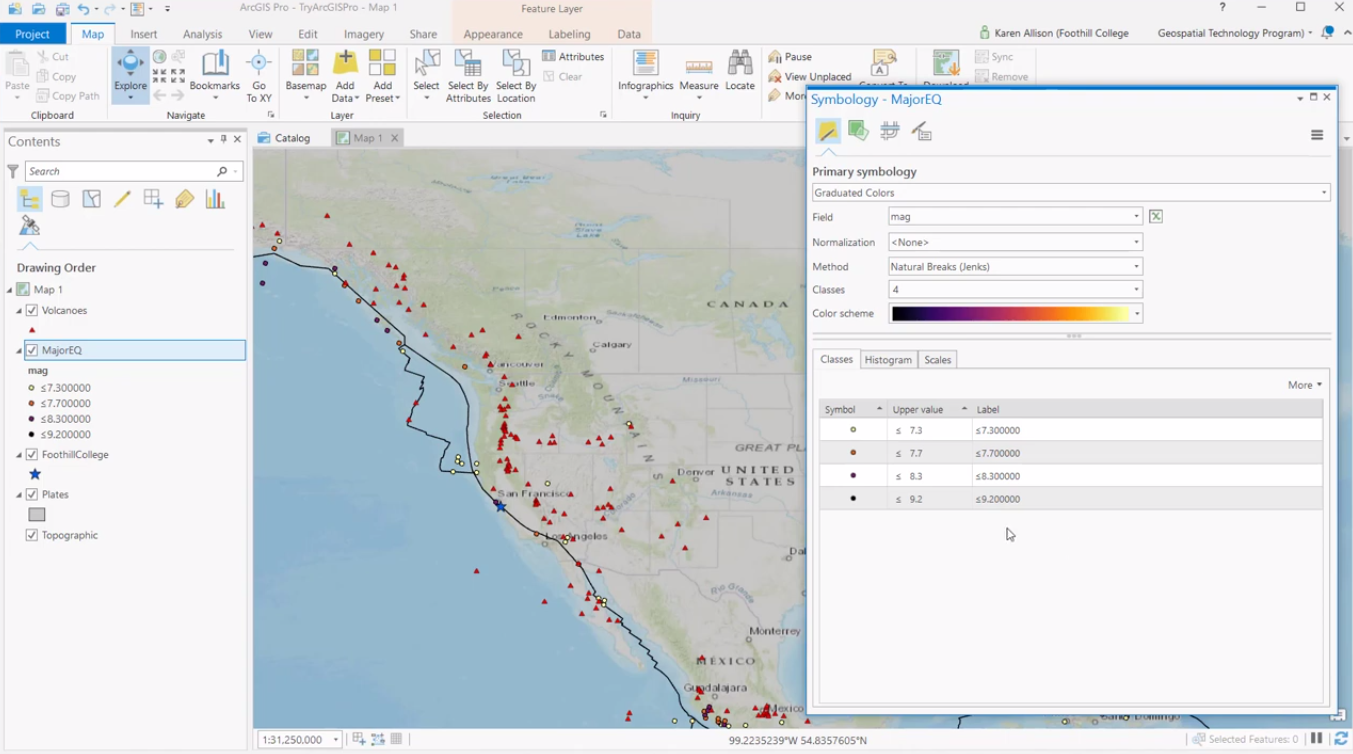 Symbolizing Graduated Color Maps using Histogram and Scales Tabs in ArcGIS Pro