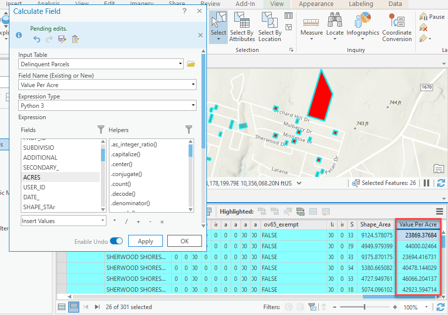 Calculating Attribute Values in ArcGIS Pro with the Calculate Field Tool