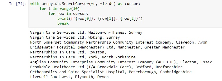 Using arcpy’s SearchCursor for Selecting and Returning Records