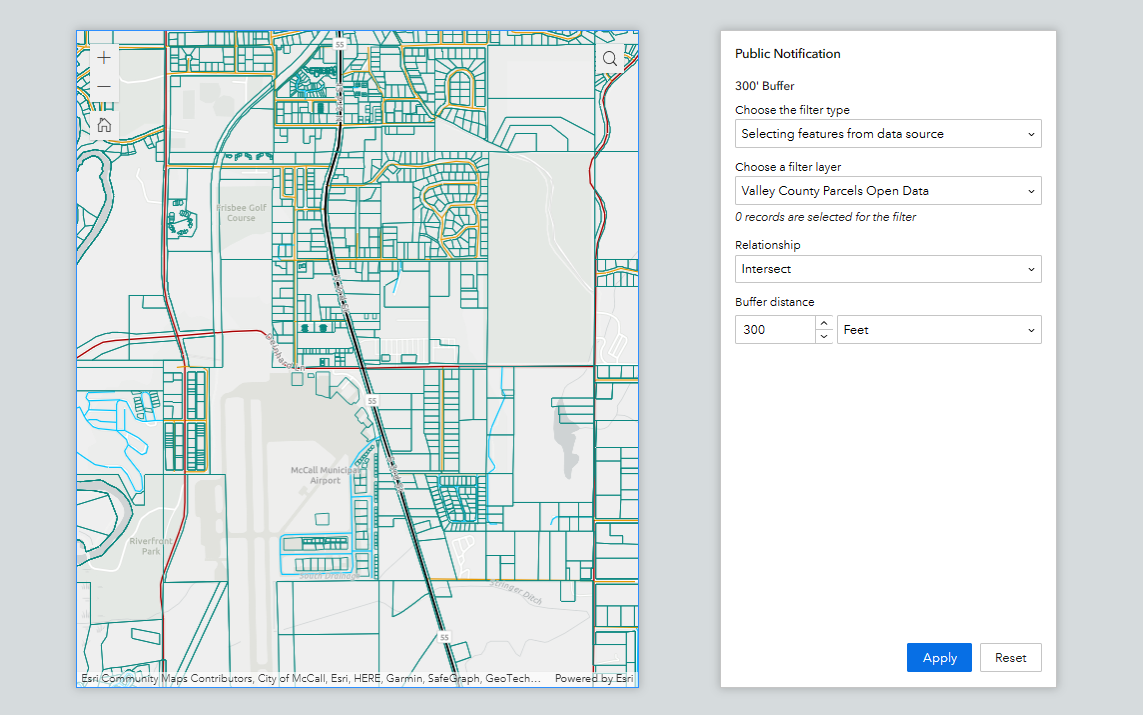 How to configure the Query Widget with a Spatial Buffer in Experience Builder Geospatial