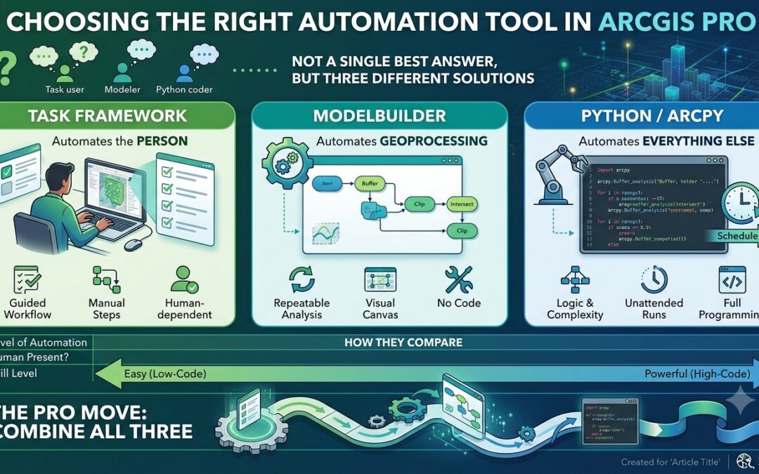 Python, ModelBuilder, or Tasks? Choosing the Right Automation Tool in ArcGIS Pro